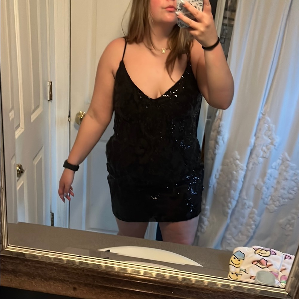 Windsor Black  Sequin Mini Dres